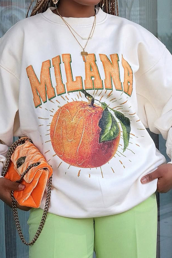 Casual Fruit Letters Printed Sweatshirt*