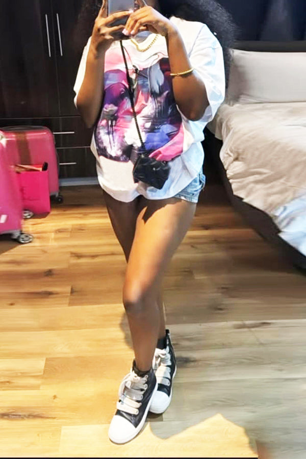 Casual Natural Landscape Art Print T-shirt*