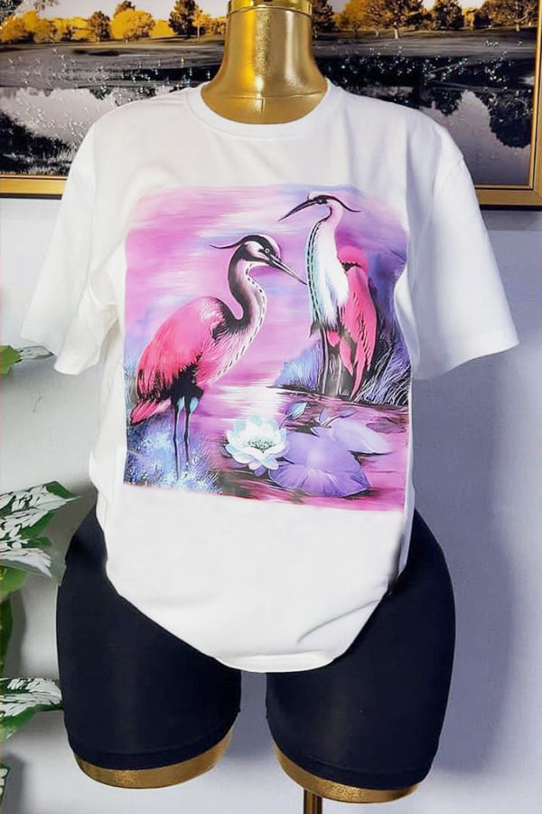 Casual Natural Landscape Art Print T-shirt*