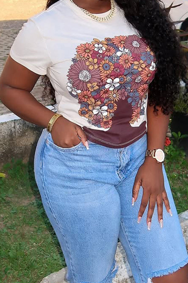 Fashionable Black Art Portrait Print T-shirt*