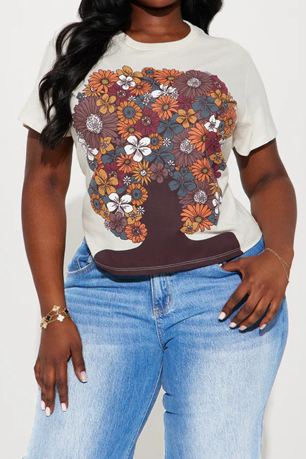 Fashionable Black Art Portrait Print T-shirt*