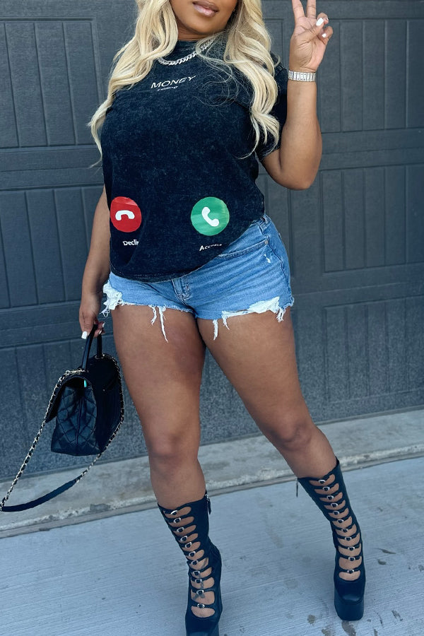 Fashionable Money Calling Printed T-shirt*