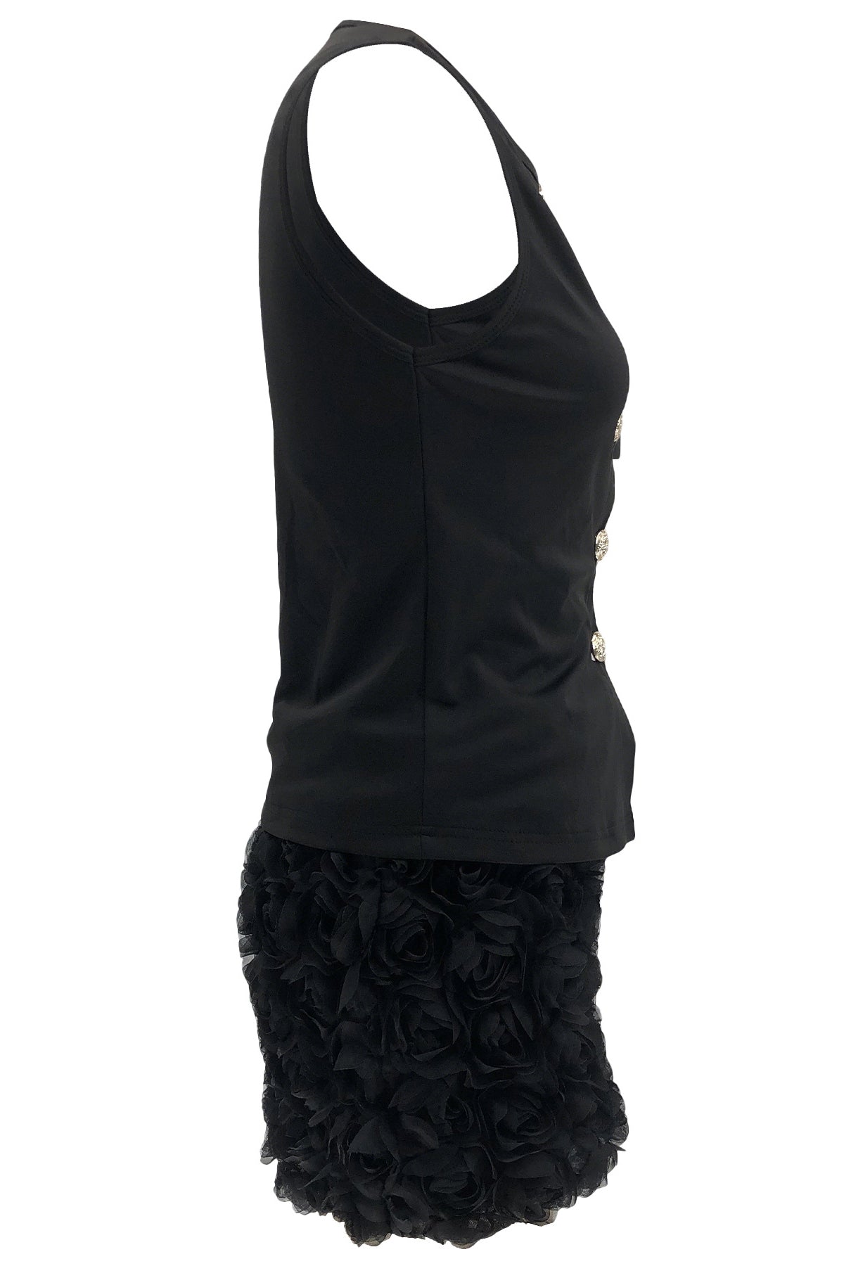 Chic Sleeveless Top & Three Dimensional Flower Hip Wrap Skirt Set*