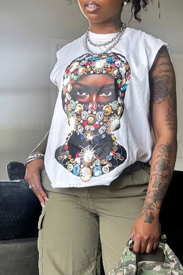 Fashion Jewelry Masked Afro Print Vest*