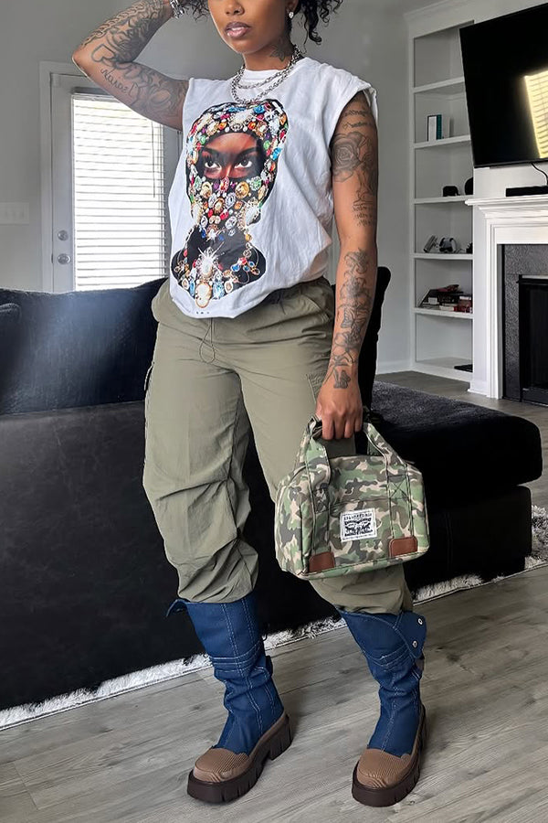 Fashion Jewelry Masked Afro Print Vest*