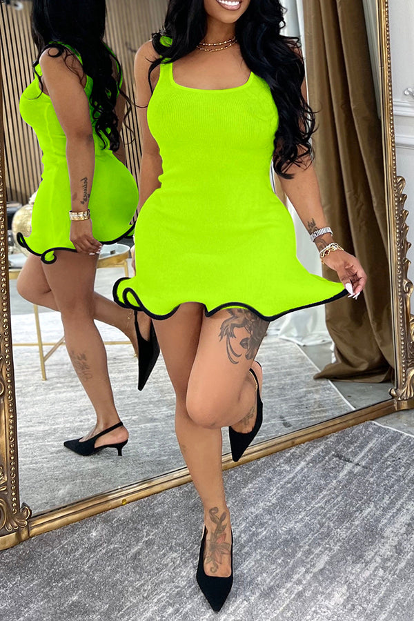 Fashion Sleeveless Wavy Curled Fitted Tank Dress*