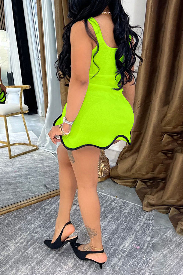 Fashion Sleeveless Wavy Curled Fitted Tank Dress*