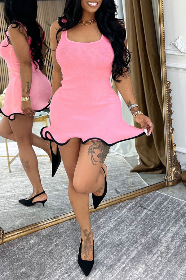 Fashion Sleeveless Wavy Curled Fitted Tank Dress*