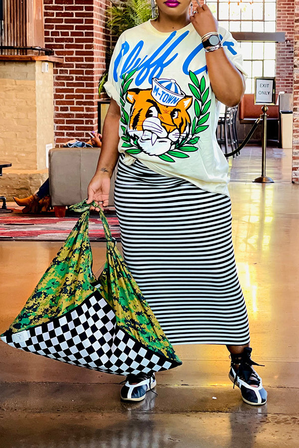 Street Short Sleeved Tiger Letter Print T-shirt*