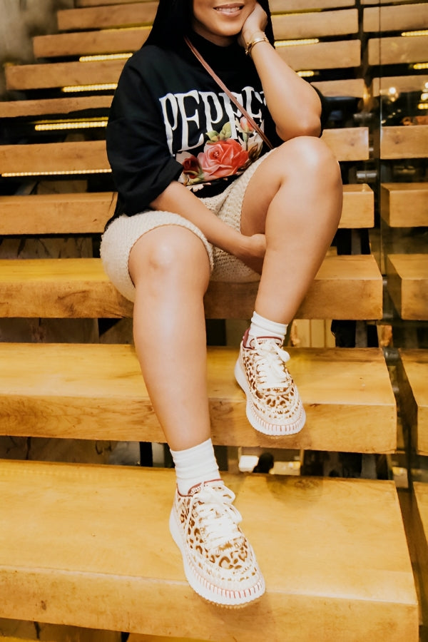 Casual Floral Lettering Print T-shirt*