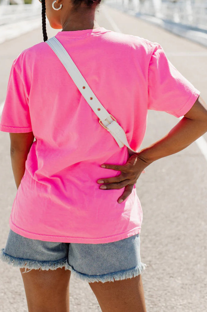 Fashion Usa Print Pink Round Neck T-shirt*