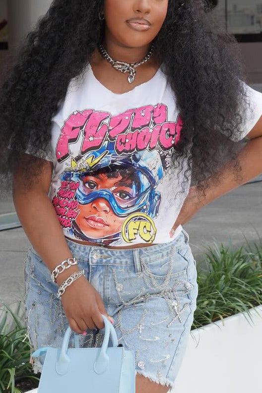 Street Rack Cartoon Letter Print T-shirt*