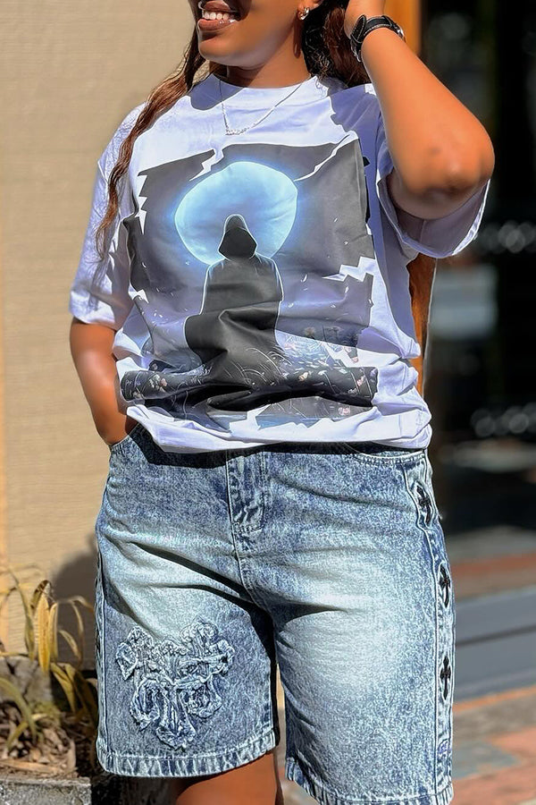 Casual Gothic Printed Short Sleeve T-shirt*