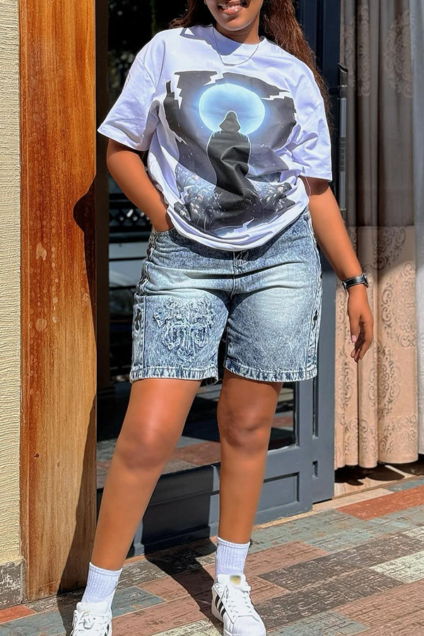 Casual Gothic Printed Short Sleeve T-shirt*