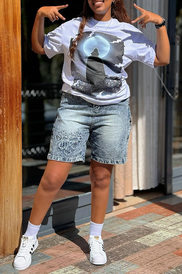 Casual Gothic Printed Short Sleeve T-shirt*