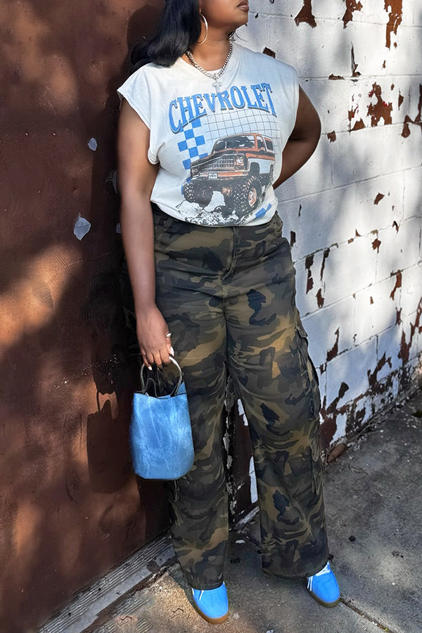 Casual Jeep Lettering Printed Vest*