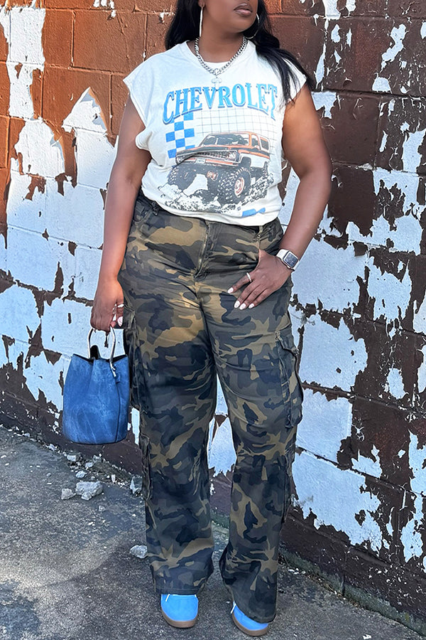 Casual Jeep Lettering Printed Vest*