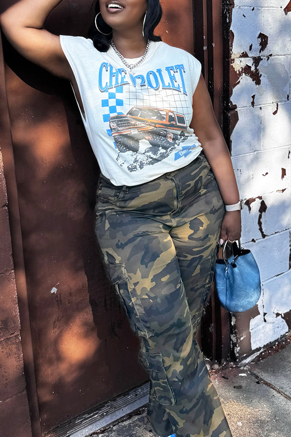 Casual Jeep Lettering Printed Vest*