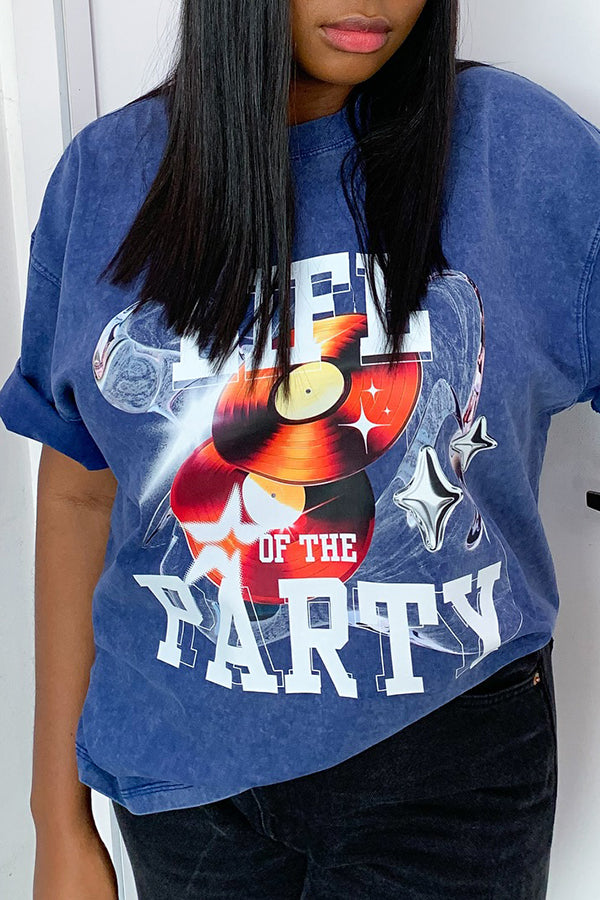 Casual Music Festival Cd Letter Printed T-shirt*