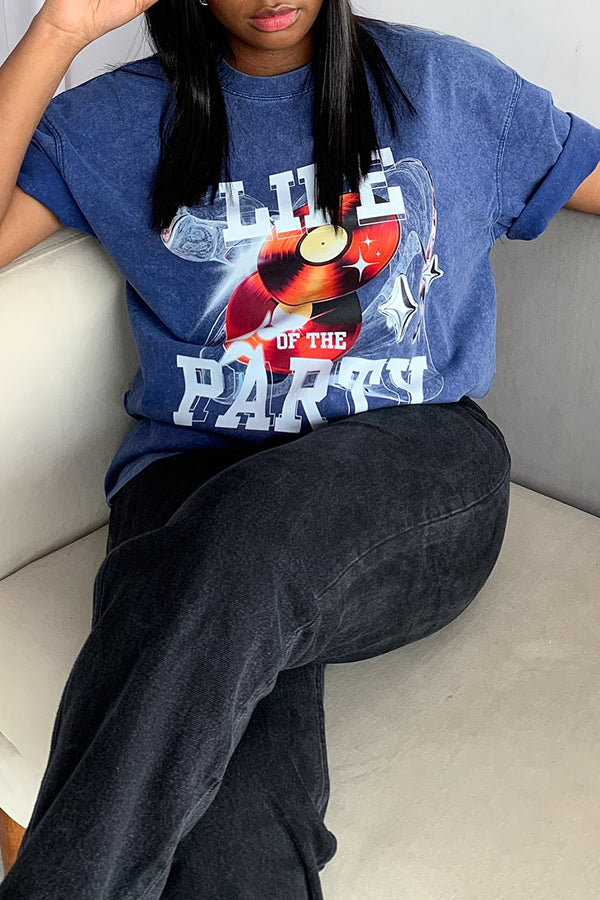 Casual Music Festival Cd Letter Printed T-shirt*