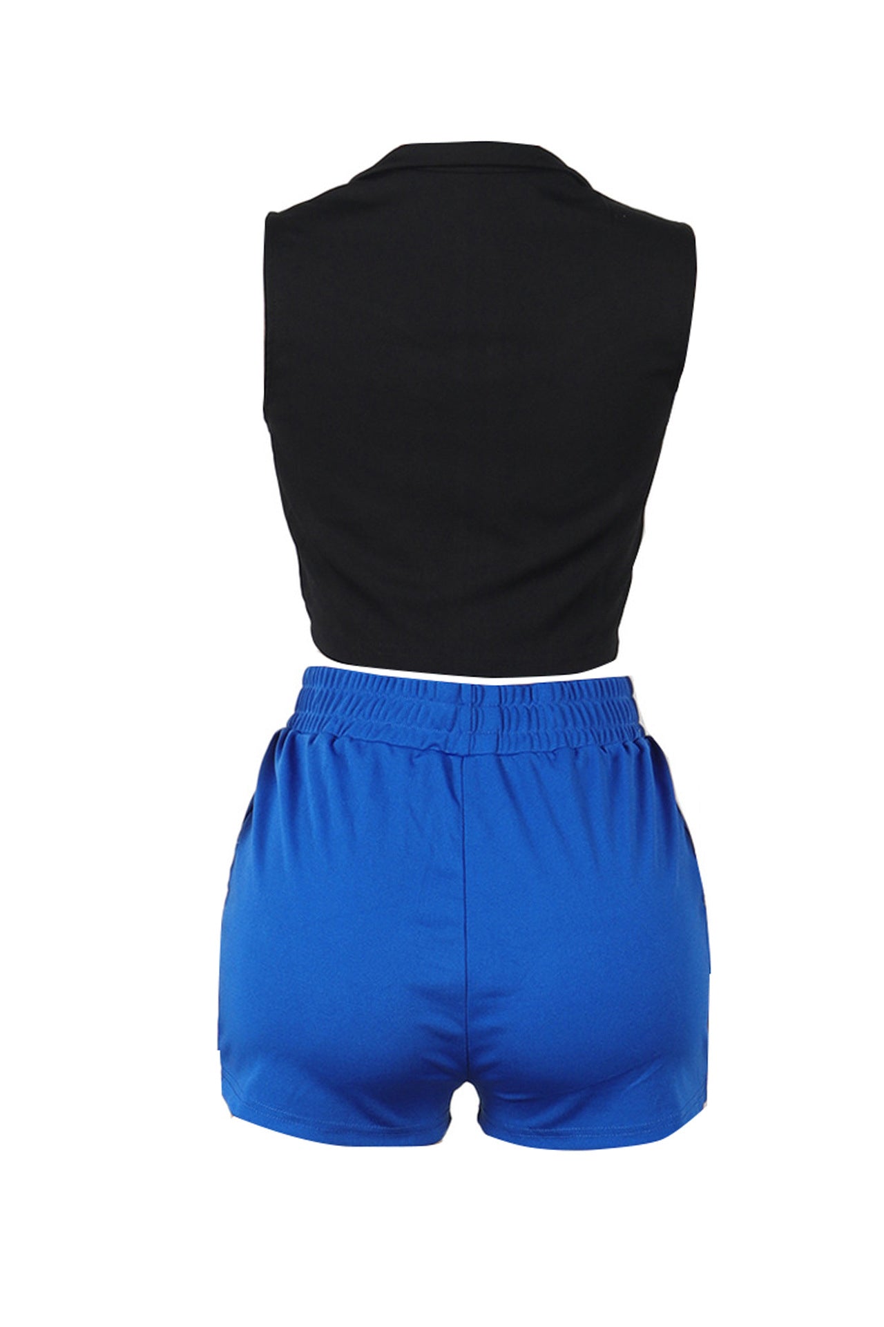 Sports Striped Contrast Sleeveless Stretch Top & Shorts Set*