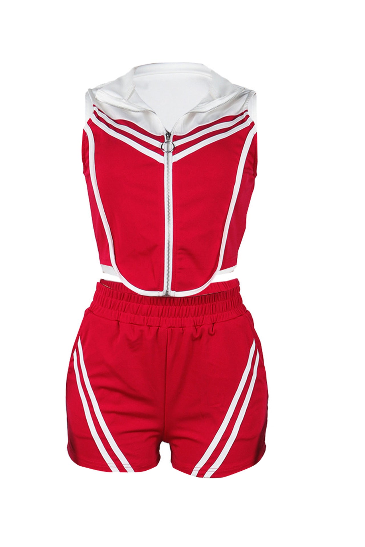 Sports Striped Contrast Sleeveless Stretch Top & Shorts Set*