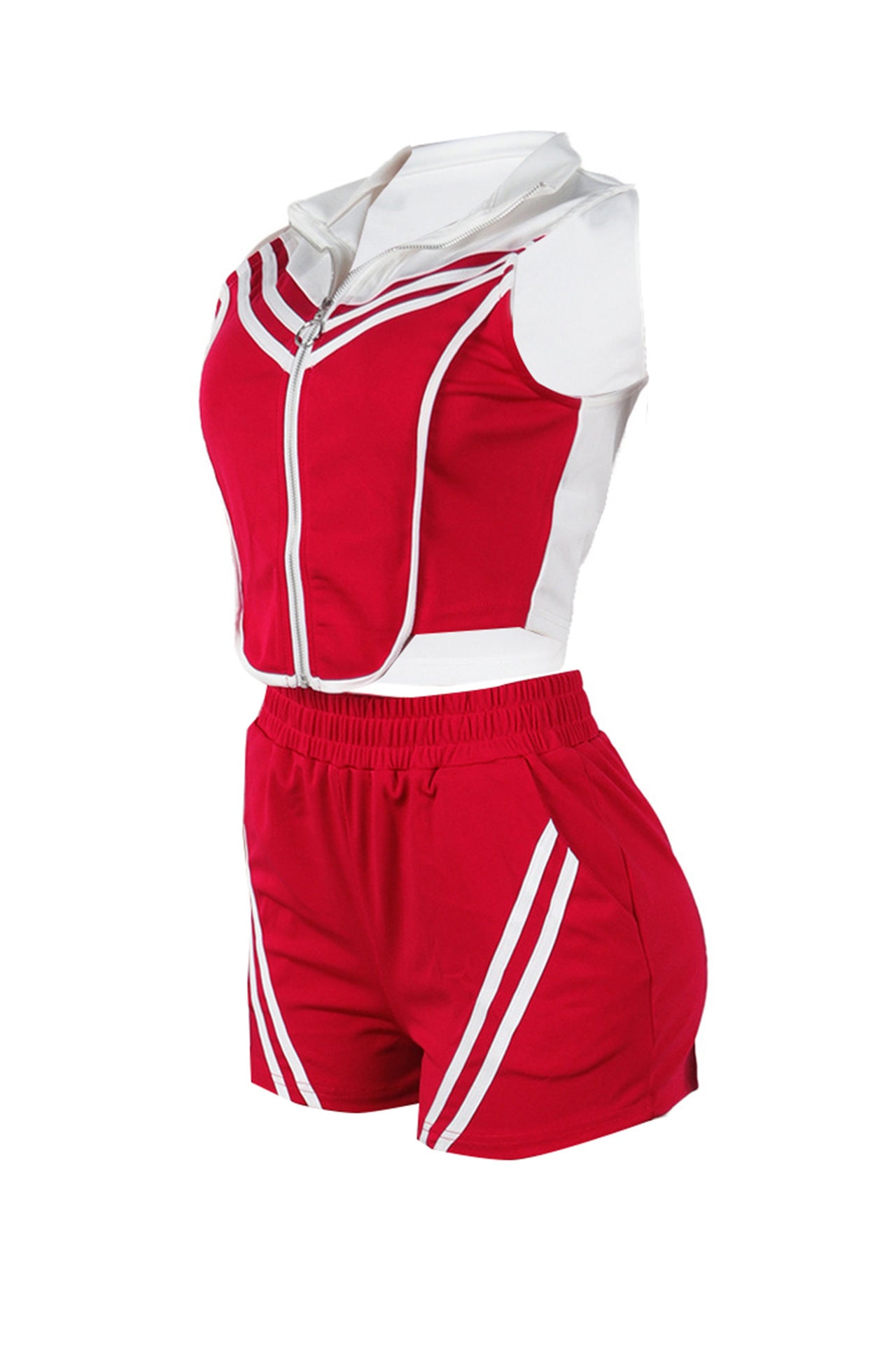 Sports Striped Contrast Sleeveless Stretch Top & Shorts Set*
