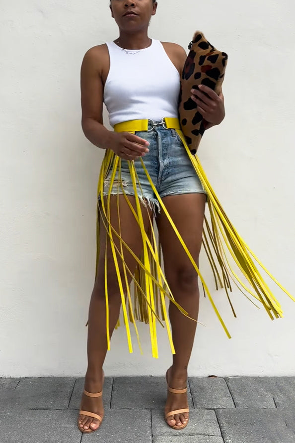 Personalized Solid Long Tassel Belt*