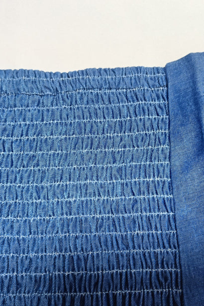 Casual Halter Collar Denim Top & Wide Leg Pants Set*