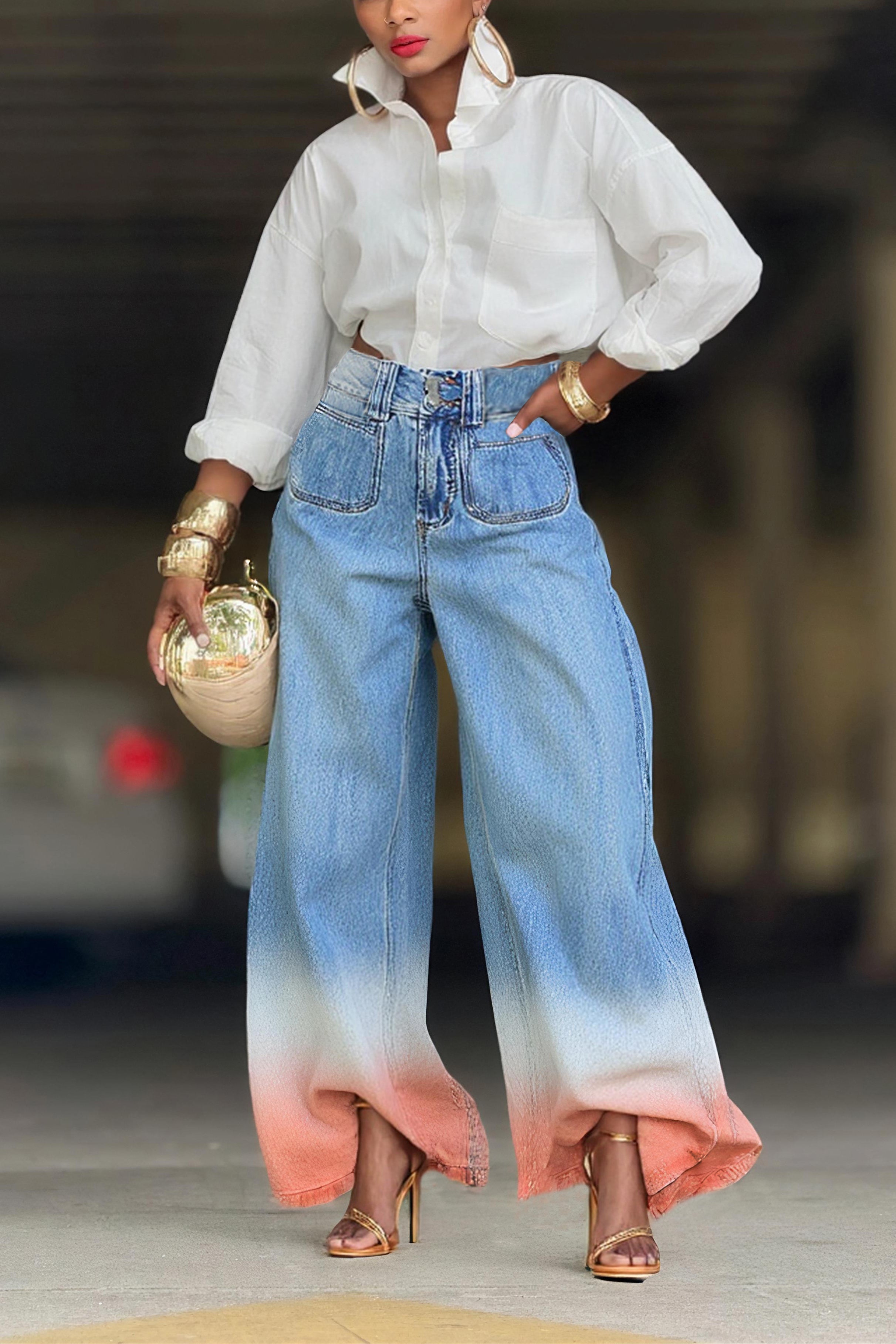 Fashionable Colorful Gradient Jeans*