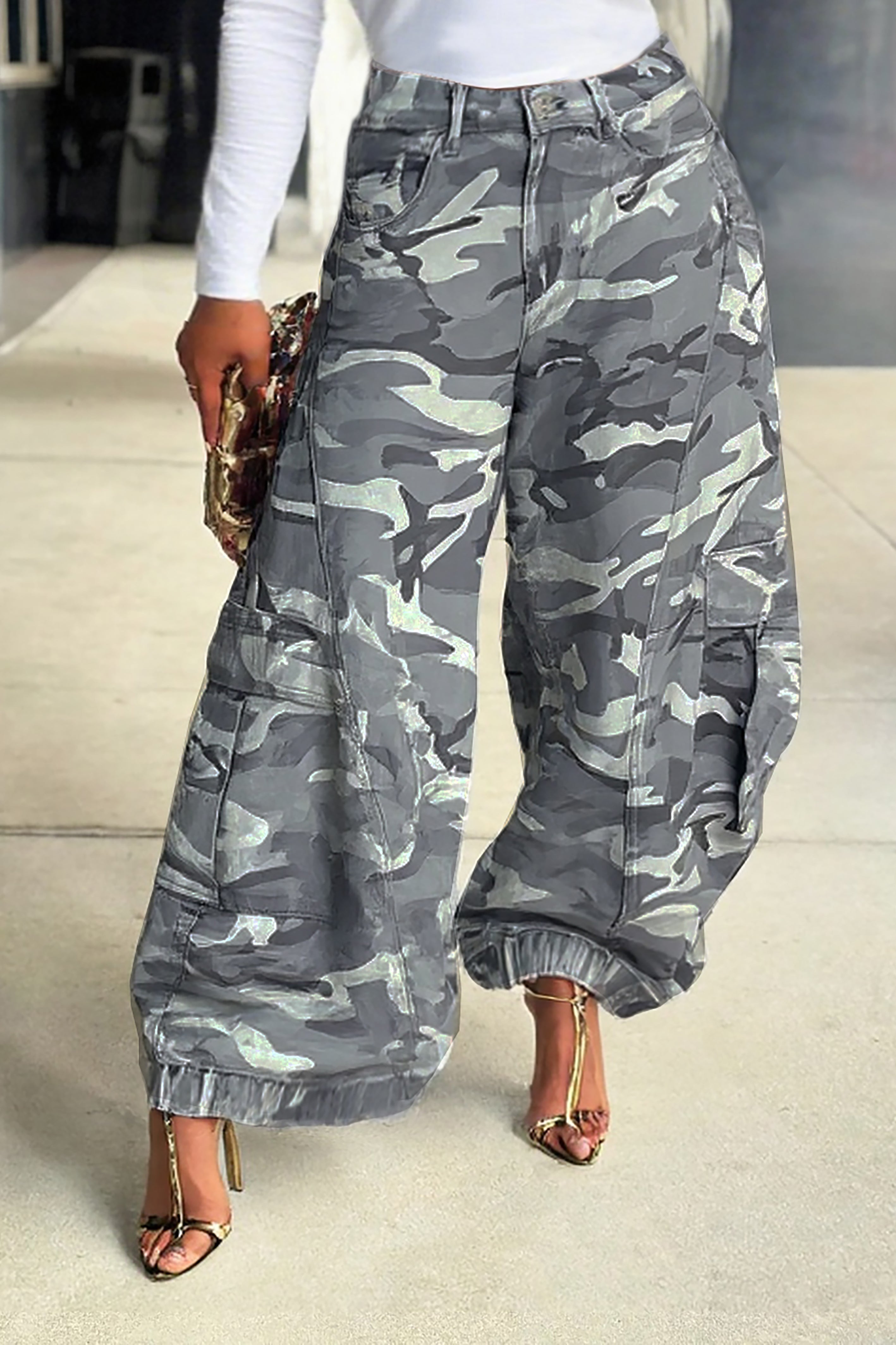 Street Camouflage Machete Loose Work Jeans*