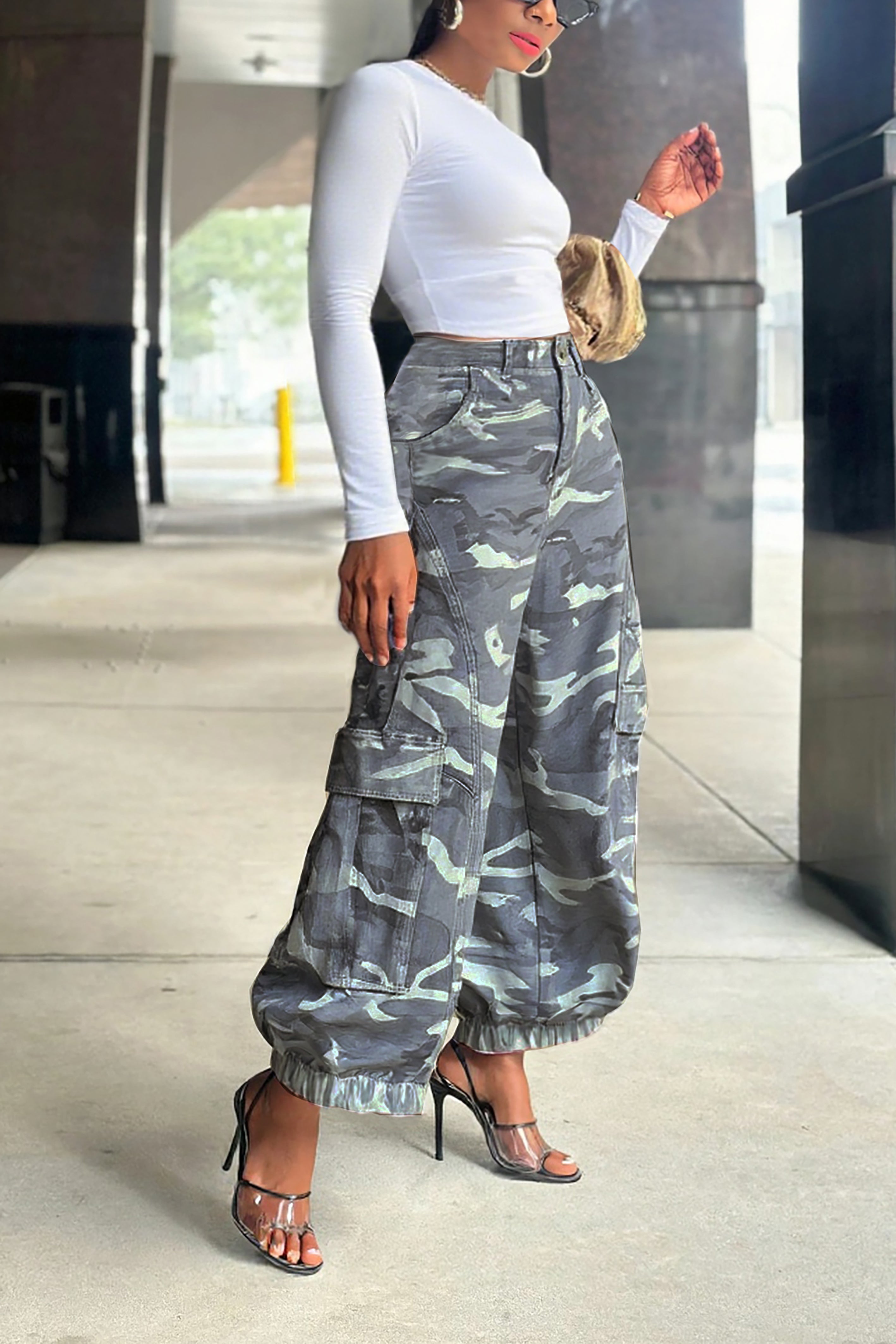 Street Camouflage Machete Loose Work Jeans*