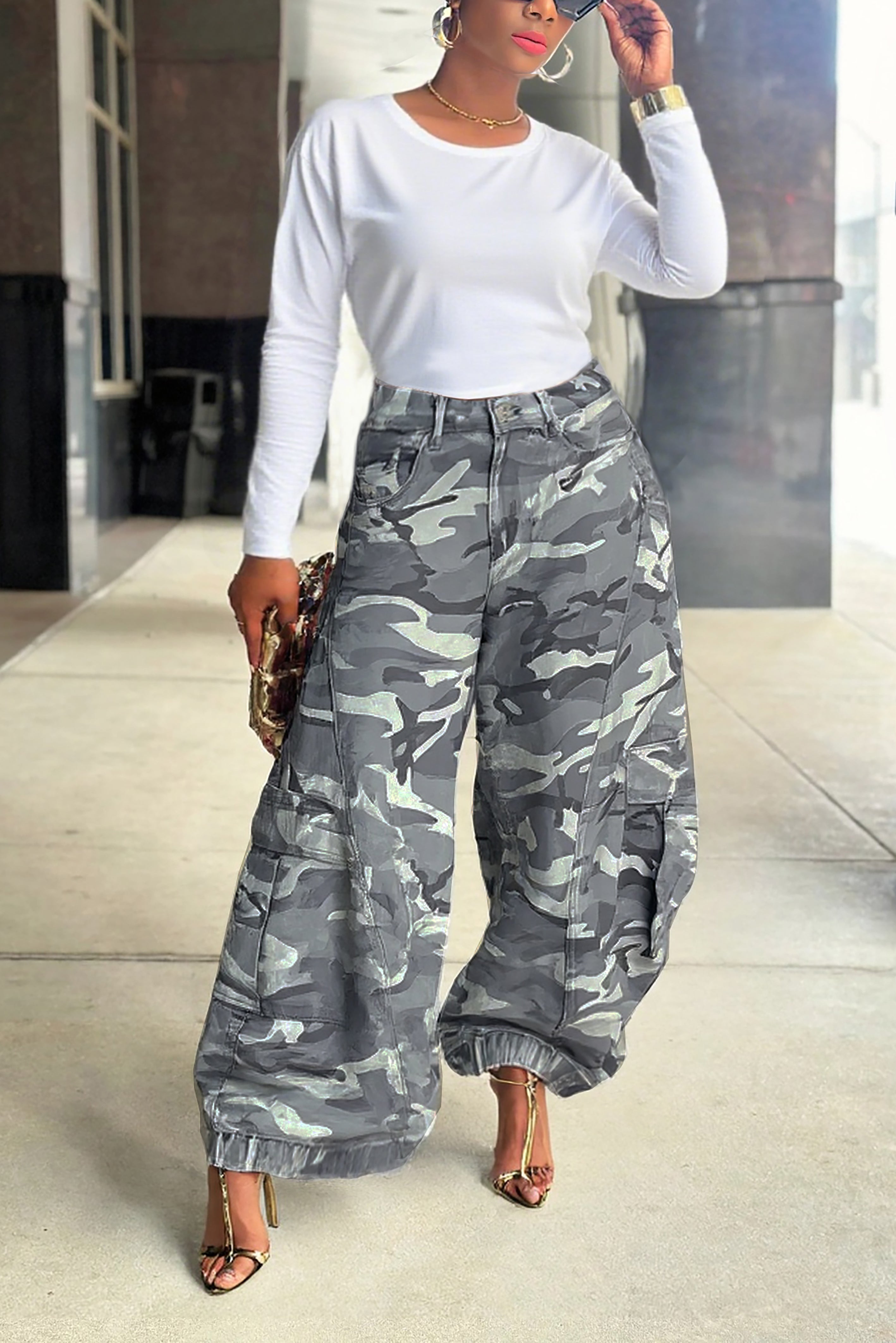 Street Camouflage Machete Loose Work Jeans*