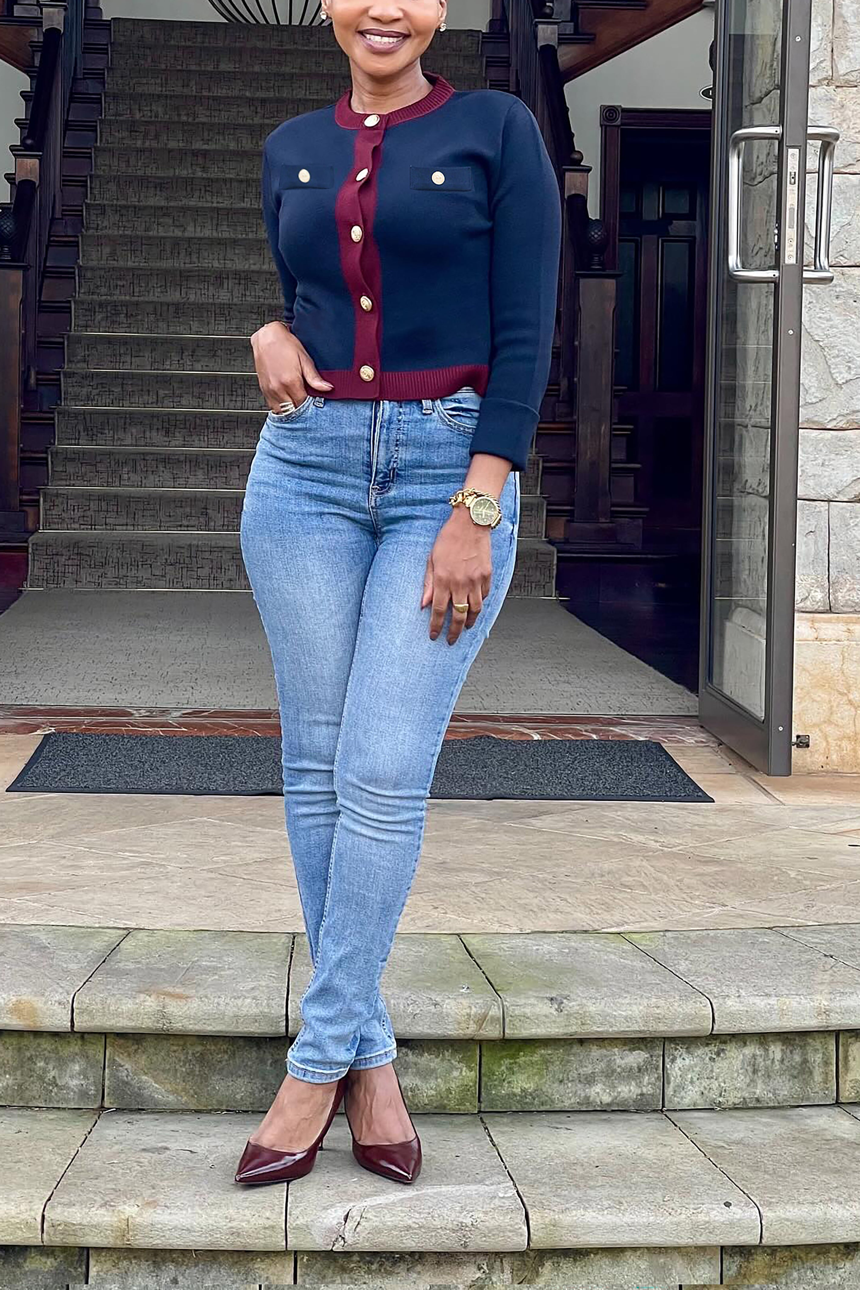 Chanel Style Gold Button Sweater*