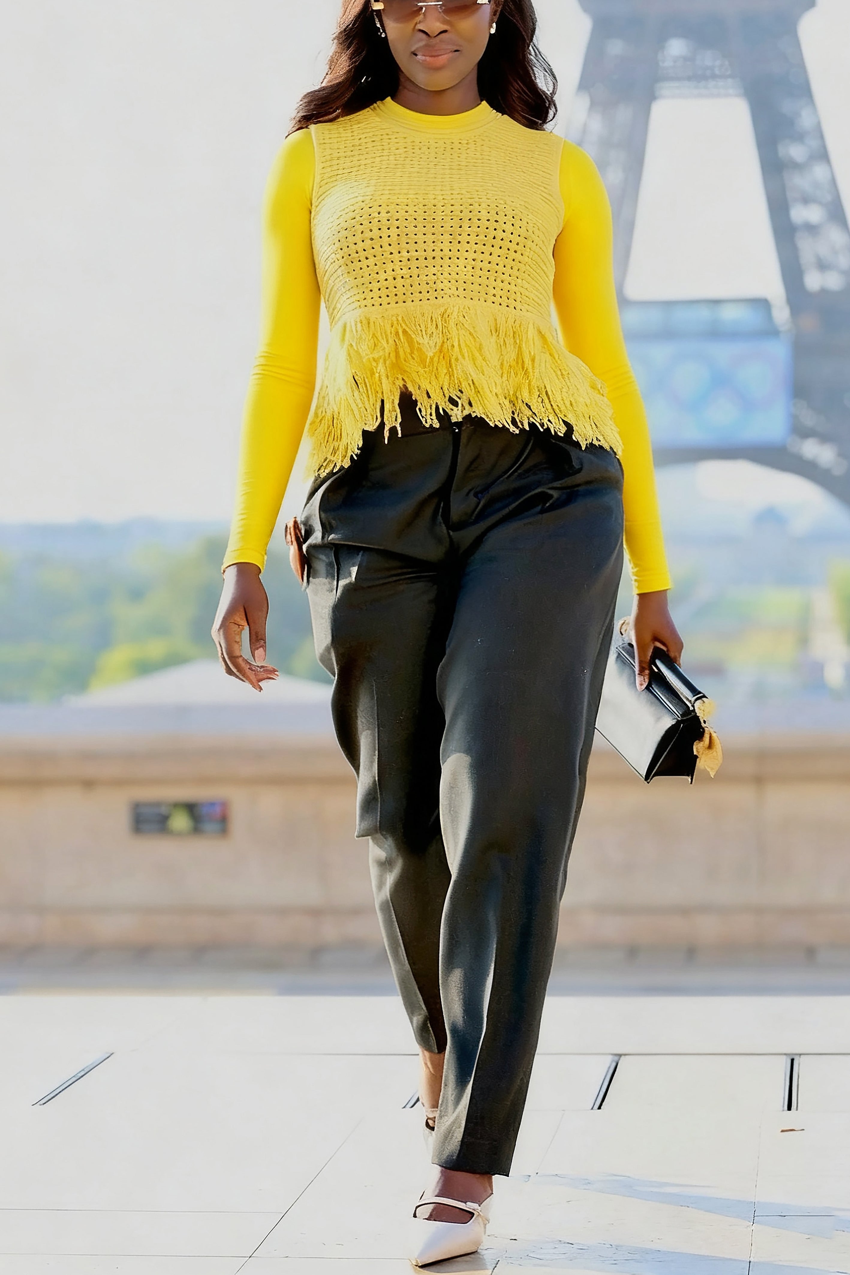 Fashion Solid Sleeveless Tassel Sweater*