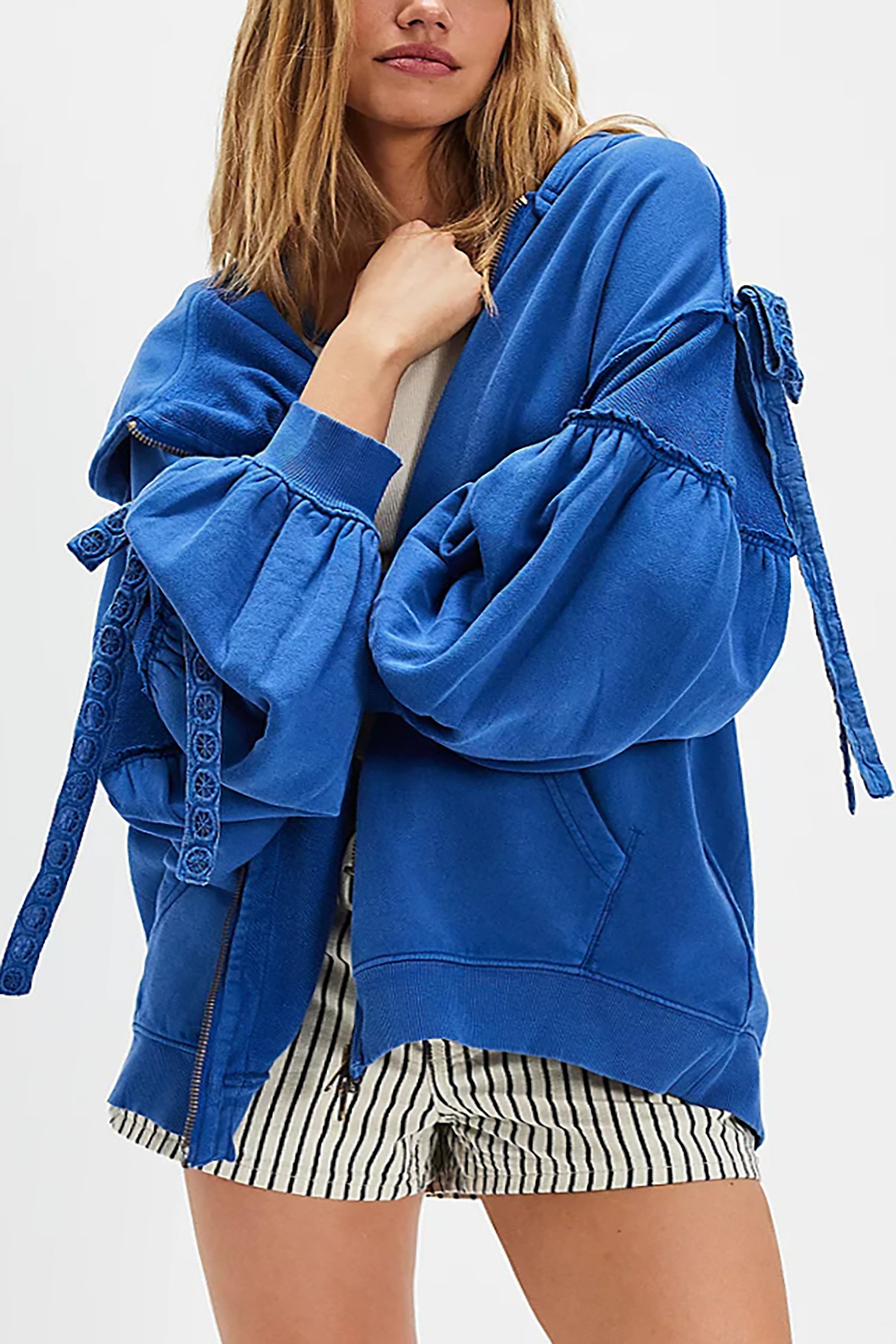 Casual Loose Lace Zipper Hoodie*