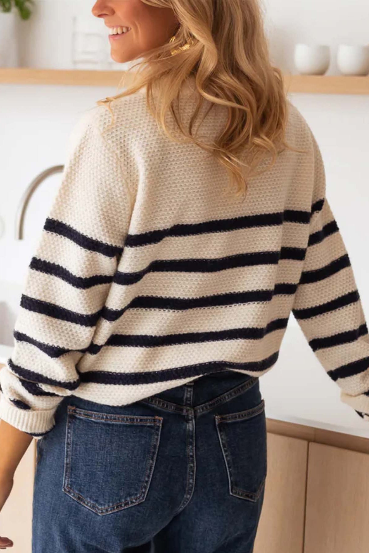 Casual Striped Contrast Button Cardigan*