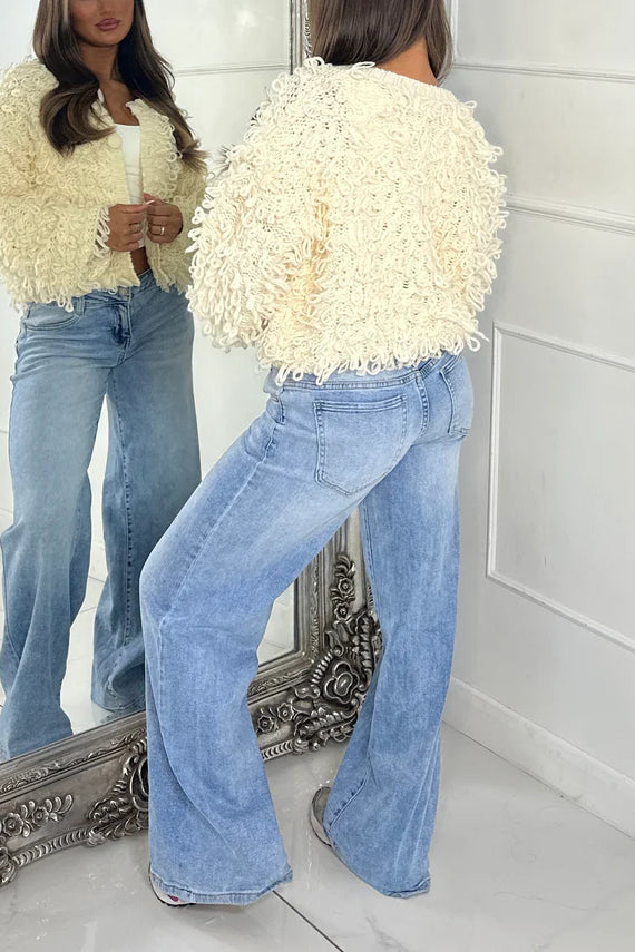 Stylish Soft And Fluffy Terry Detail Sweater*