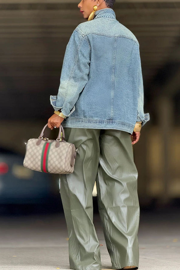 Fashion Asymmetric Washed Denim Jacket*