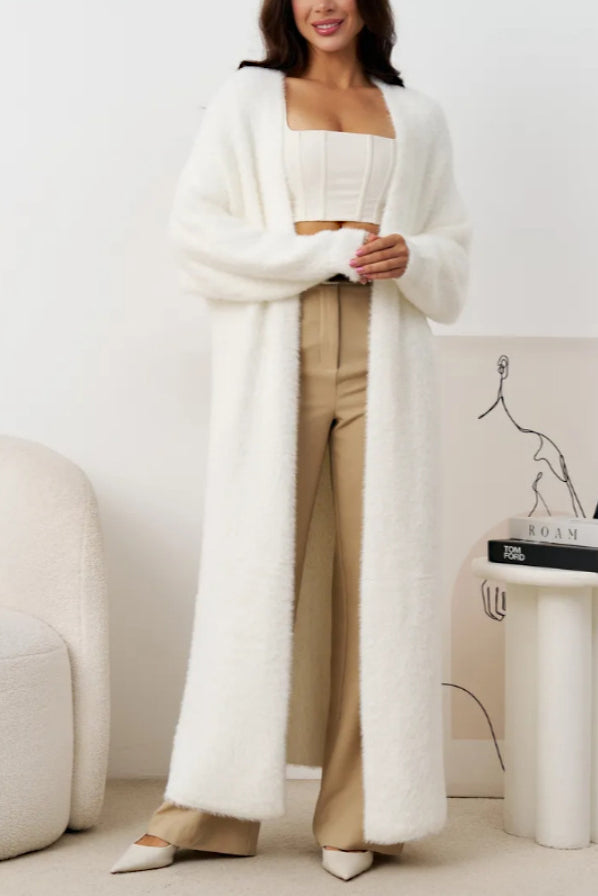 Lazy Style Long Rabbit Fur Cardigan*