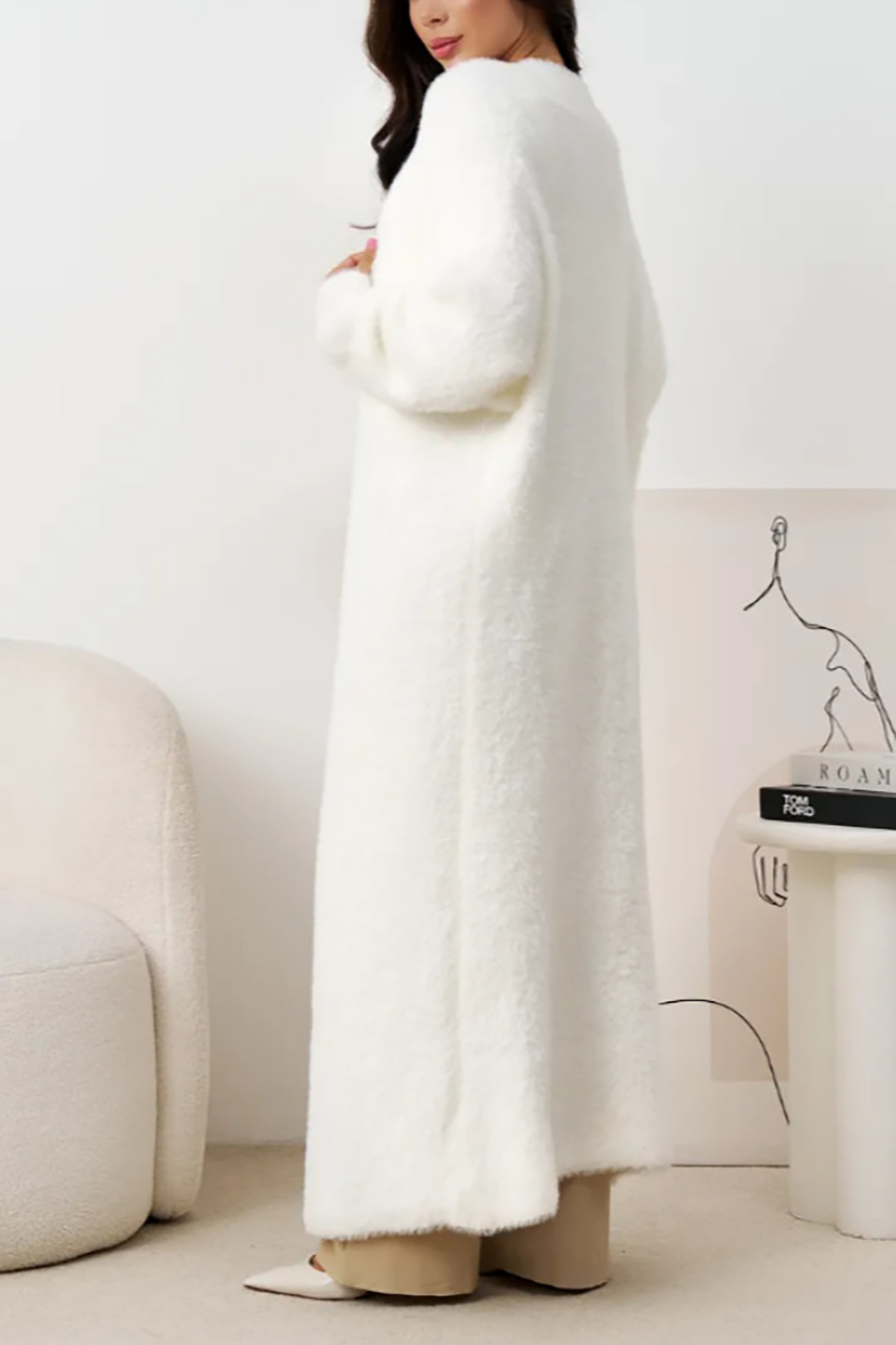 Lazy Style Long Rabbit Fur Cardigan*