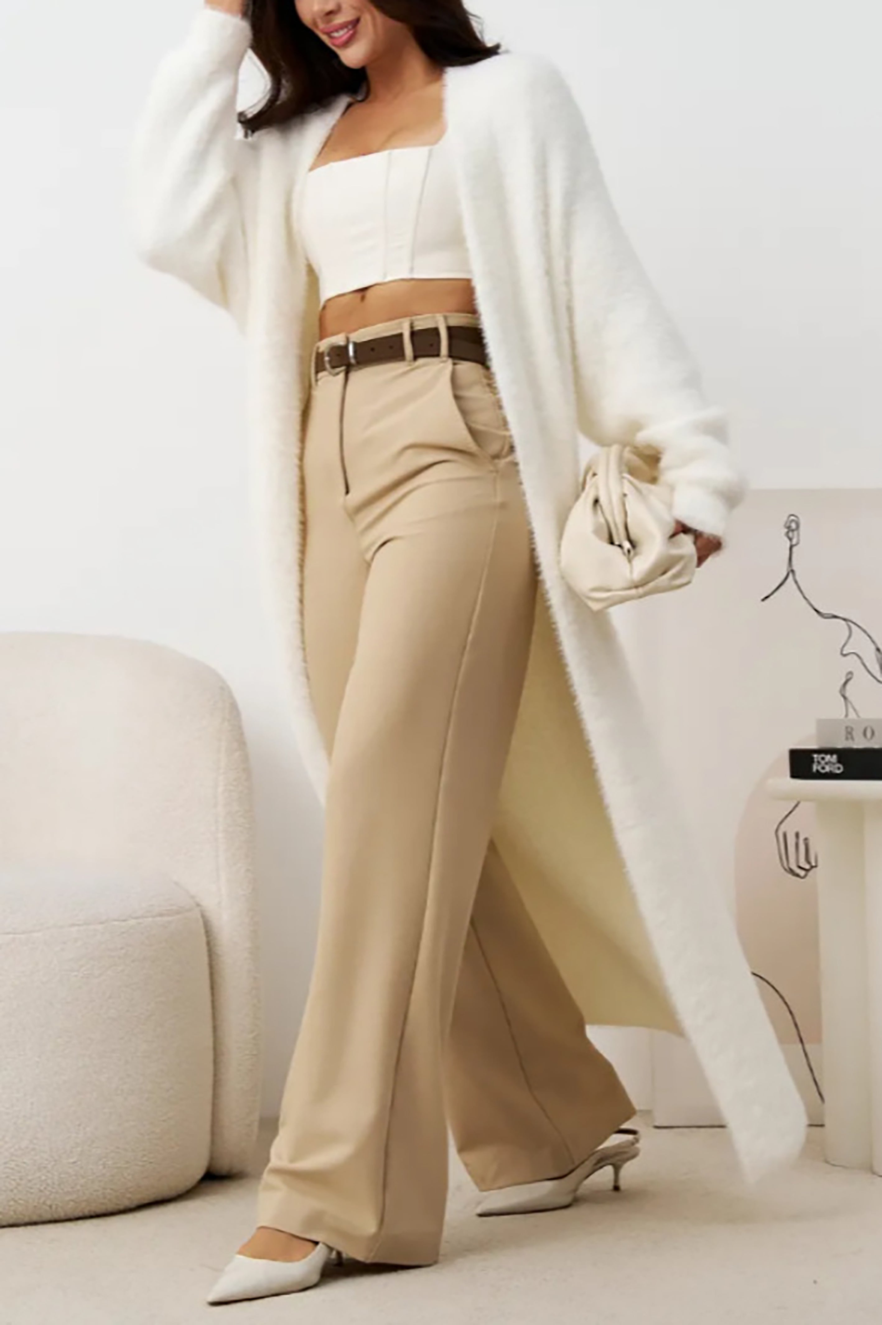 Lazy Style Long Rabbit Fur Cardigan*