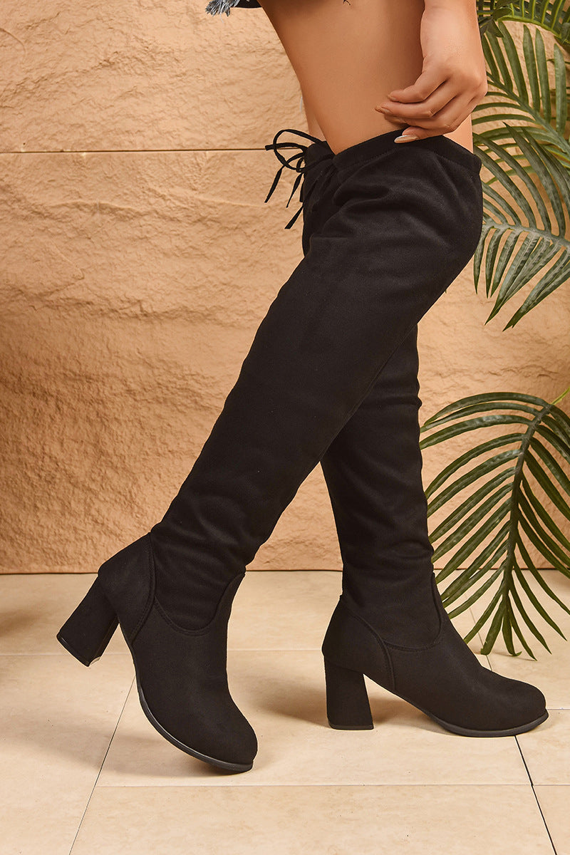 Fashionable Over The Knee Lace Up High Heeled Boots*