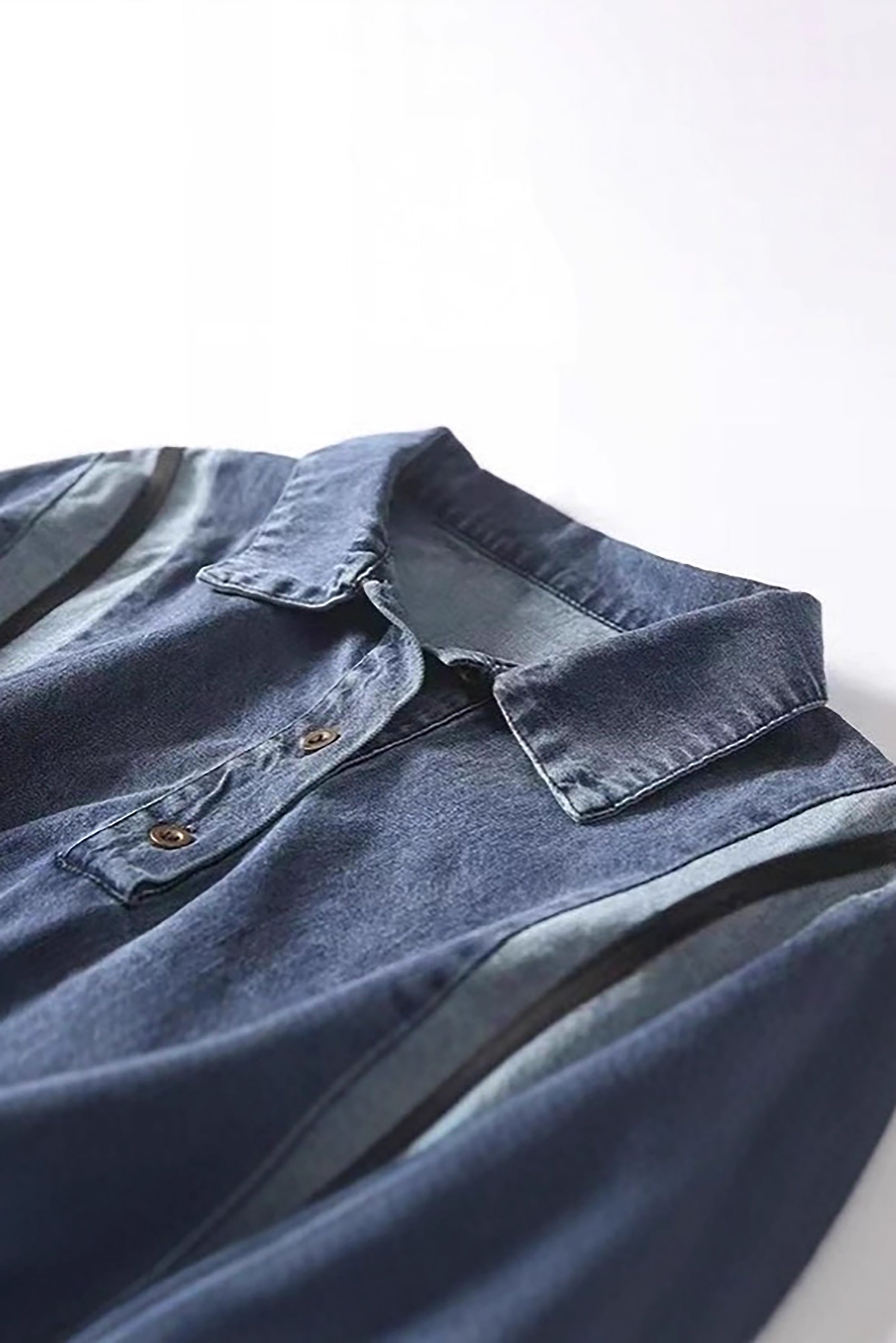 Casual Patchwork Denim Shirt Dress*