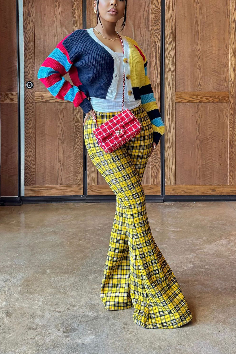 Fashionable Colorful Letter Stripes Contrasting Cardigan*