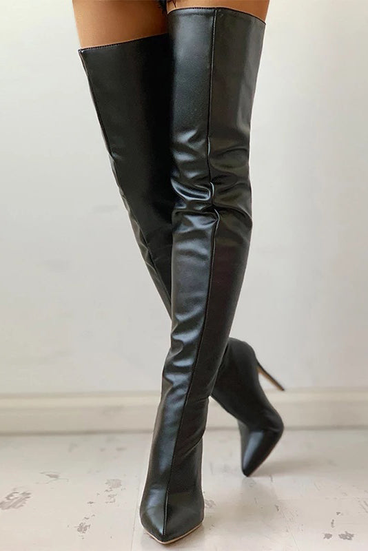 Personalized Over The Knee Solid High Heeled Boots*
