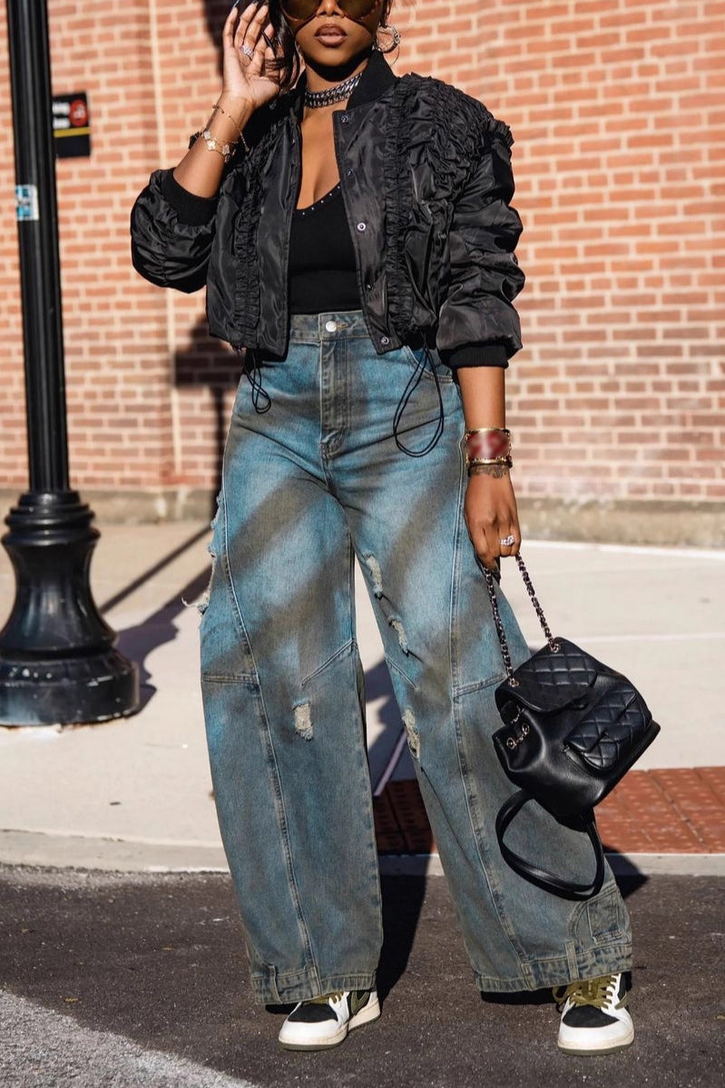Street Ripped And Distressed Jeans*