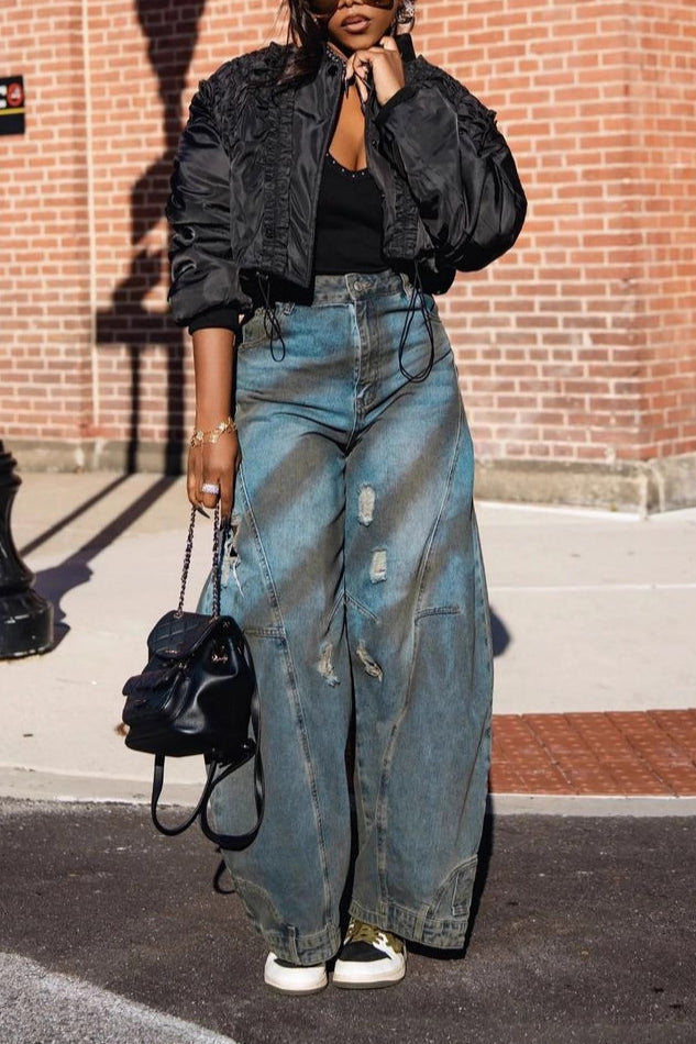 Street Ripped And Distressed Jeans*