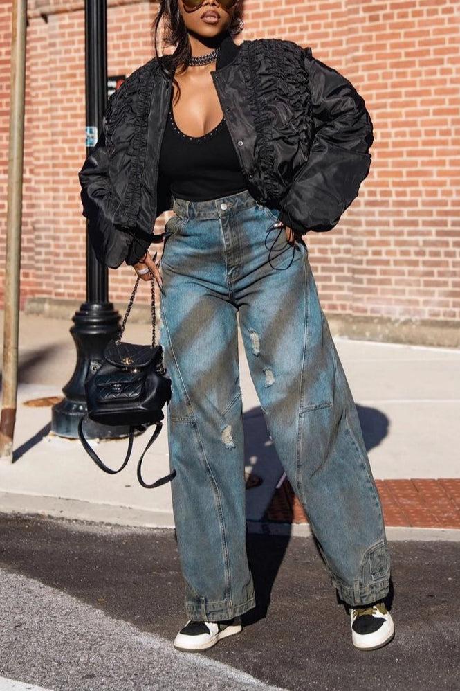 Street Ripped And Distressed Jeans*