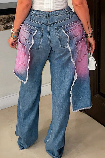 Street Ripped And Spray Painted 2 In 1 Jeans*